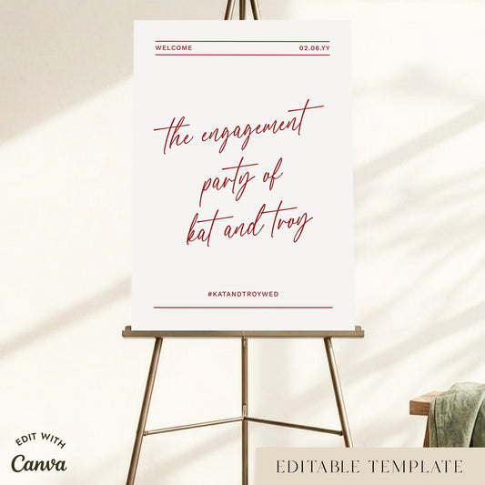 Rosso Engagement Party Welcome Sign Template