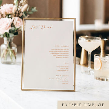 Saba Bar Menu Sign Template (US)