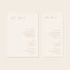 Two wedding bar menu templates, one tall and one wide, displayed on a beige background.