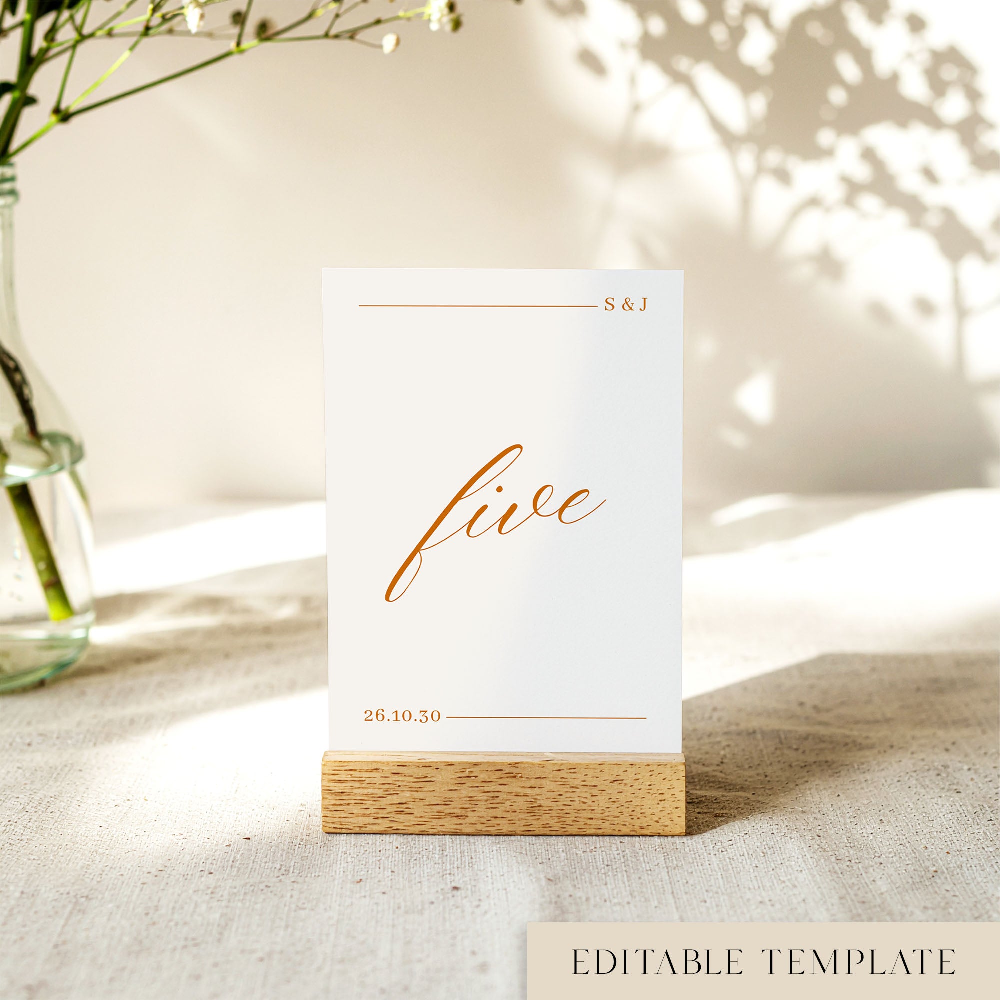 Table Numbers Generic Editable Modern Elegant Table Numbers Template | Saba | A6, 4×6 & 5×7 ...