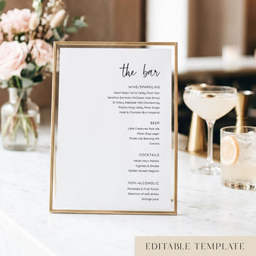 Salt Bar Menu Sign Template (US)