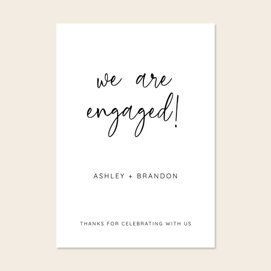 Engagement welcome sign template design on a beige background.