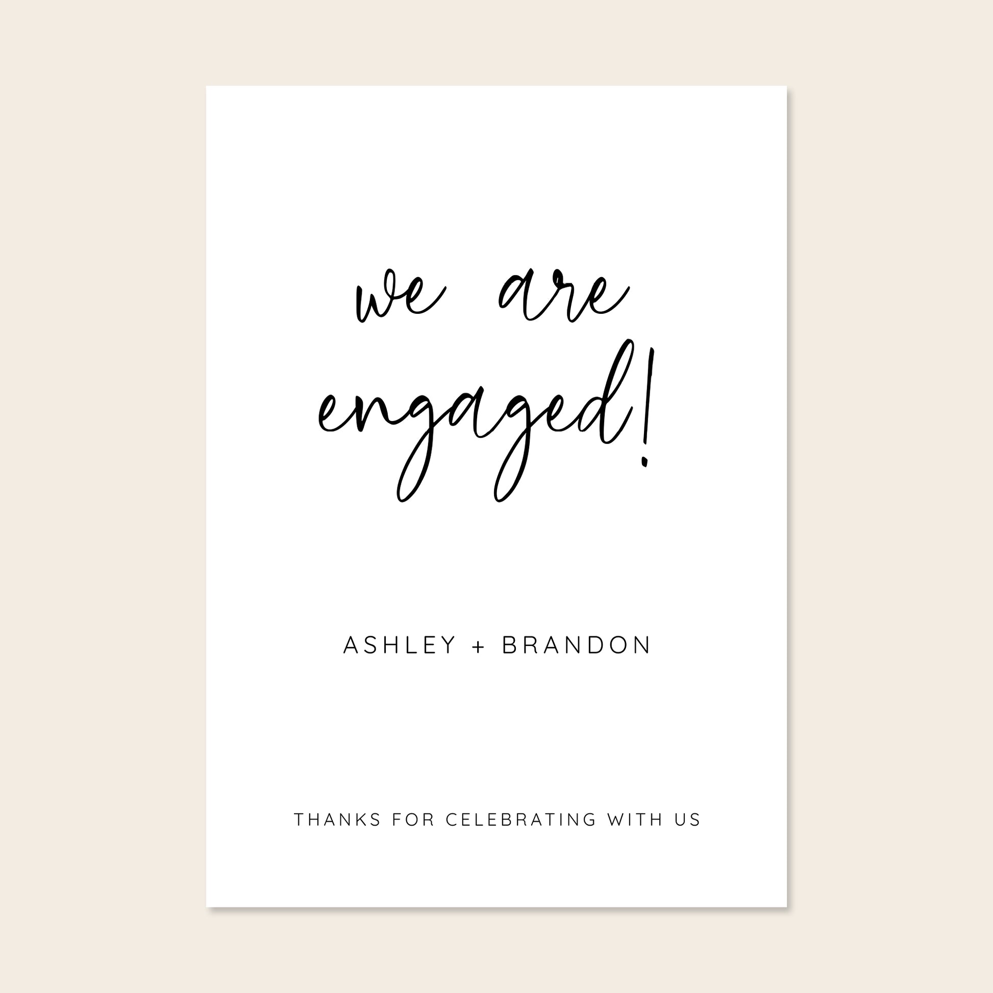 Engagement welcome sign template design on a beige background.