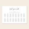 Horizontal wedding seating chart sign template design on a beige background.