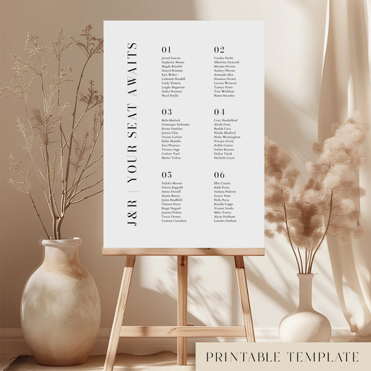 Brooklyn Wedding Seating Chart Template (Round Tables)