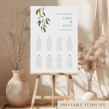 Evergreen Wedding Seating Chart Template (Round Tables)