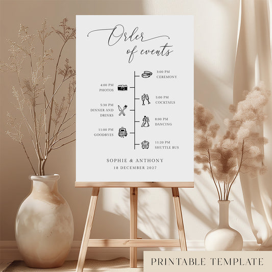 Marais Wedding Order of Events Sign Template