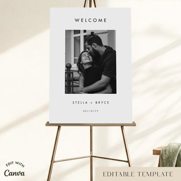 Slate Wedding Welcome Sign Template