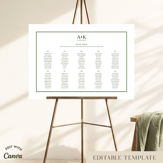 Solace 10-Table Wedding Seating Chart Template