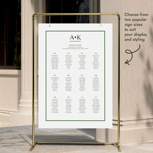 Solace 12-Table Wedding Seating Chart Template