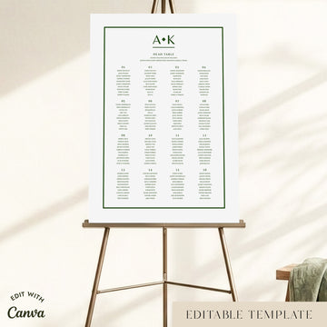Solace 16-Table Wedding Seating Chart Template