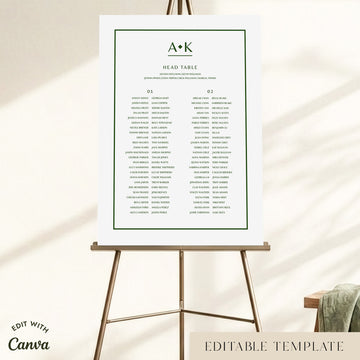 Solace 2-Long Tables Wedding Seating Chart Template