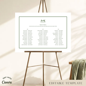 Solace 3-Long Tables Wedding Seating Chart Template