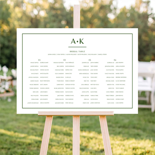 Solace 4-Table Long Tables Wedding Seating Chart Template (Landscape)