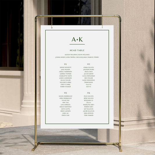 Solace 4-Table Wedding Seating Chart Template