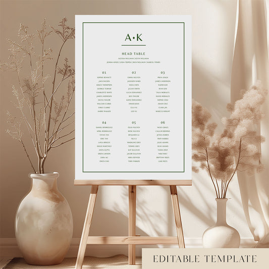 Solace 6-Table Wedding Seating Chart Template