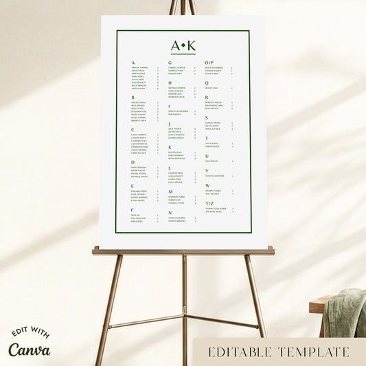 Solace Alphabetical Seating Chart Template