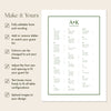 Solace Alphabetical Seating Chart Template