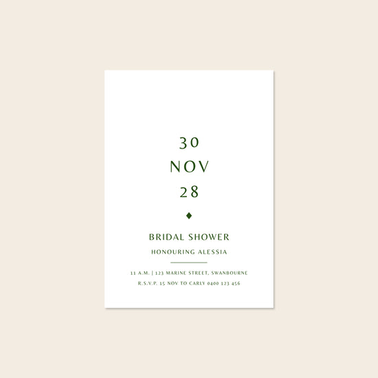 Bridal shower invitation template design on a beige background