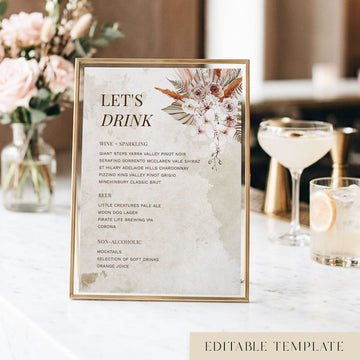 Solana Bar Menu Sign Template