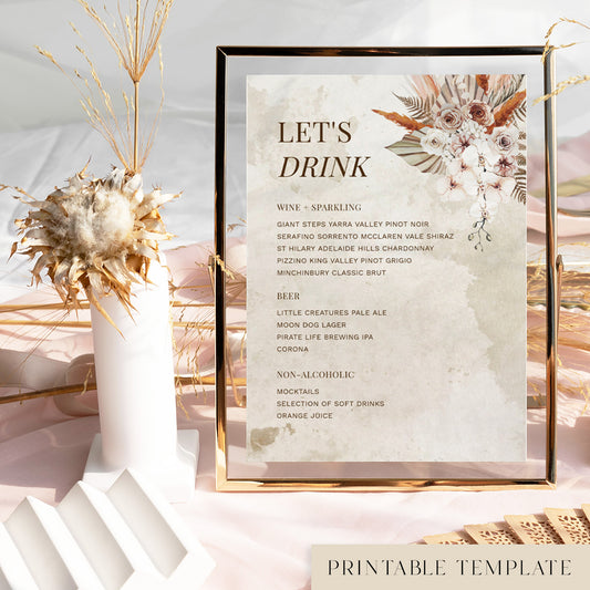 Solana Bar Menu Sign Template