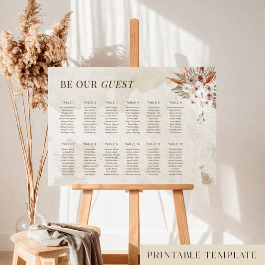 Solana Wedding Seating Chart Template (Round Tables) (Horizontal)
