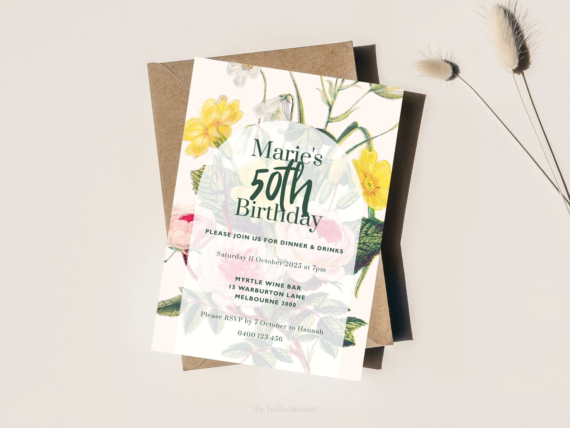 Printable Florals Birthday Invitation Template