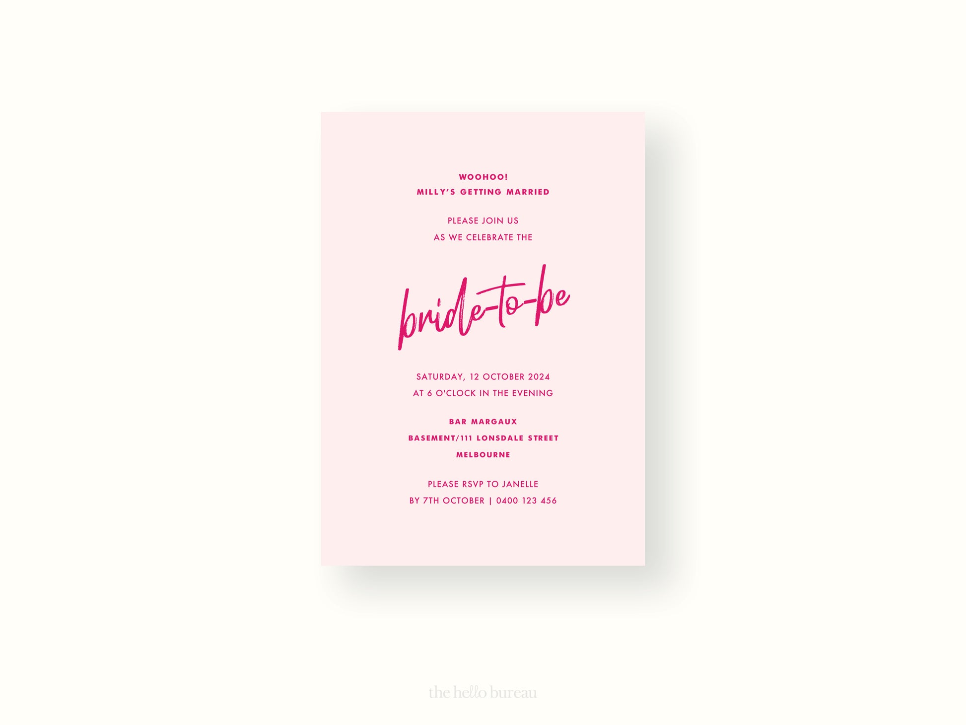 Printable Modern Pink Bridal Shower Invitation Template