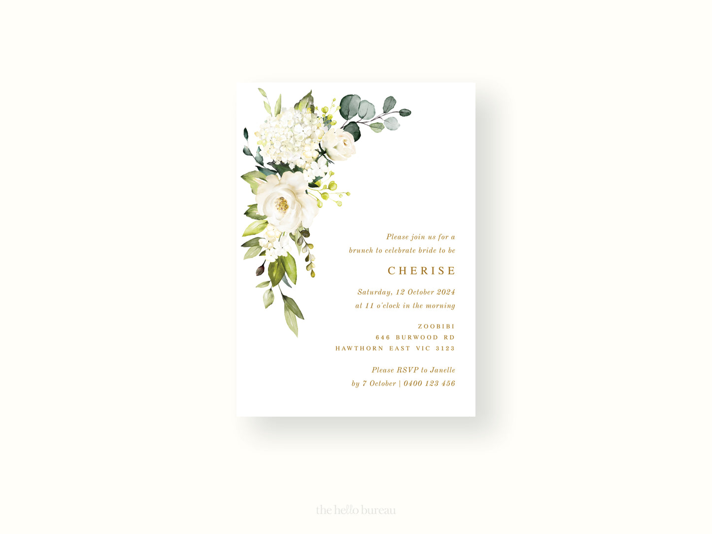 Printable White Florals Bridal Shower Invitation Template