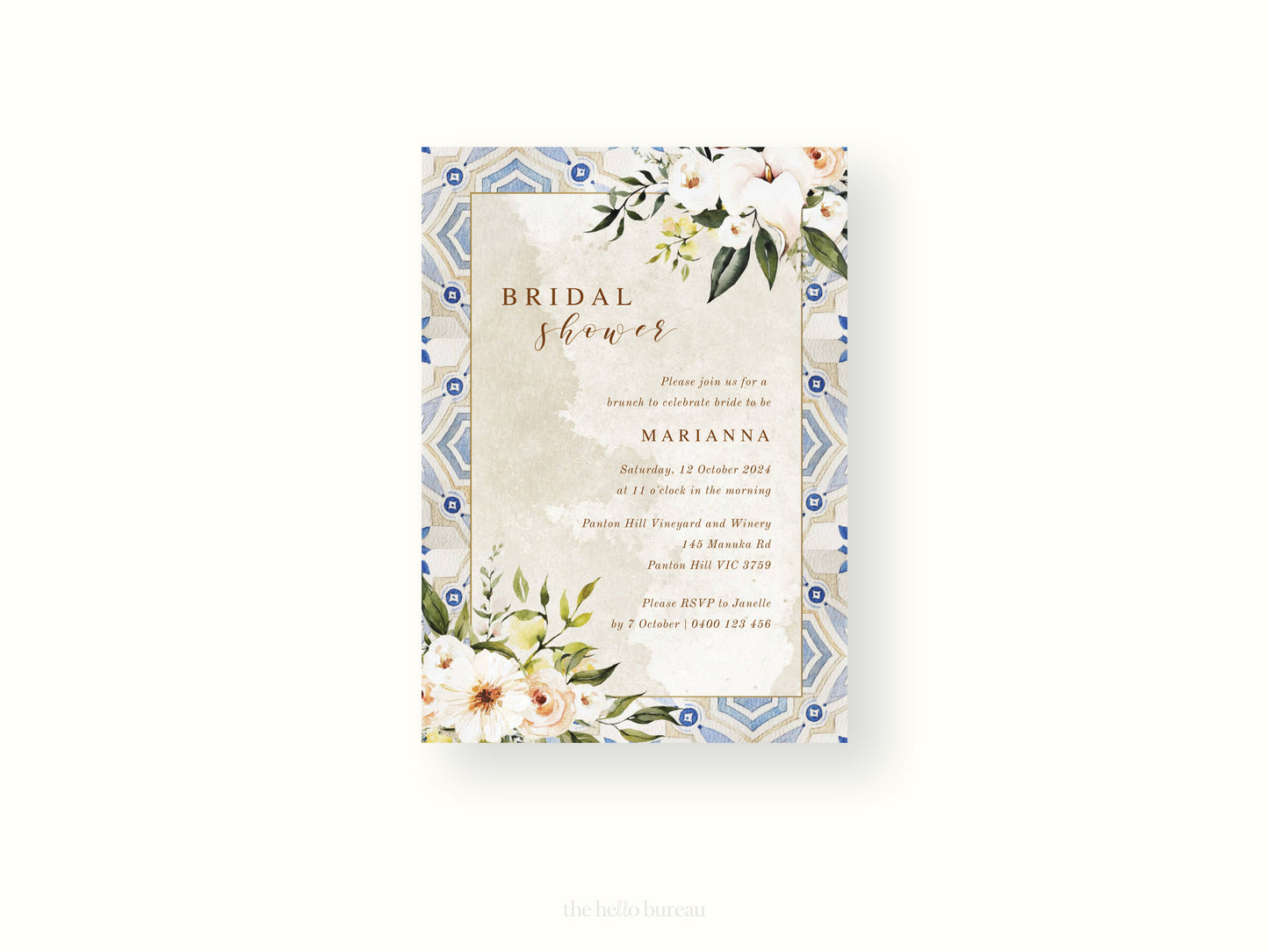 Printable Boho Florals Bridal Shower Invitation Template