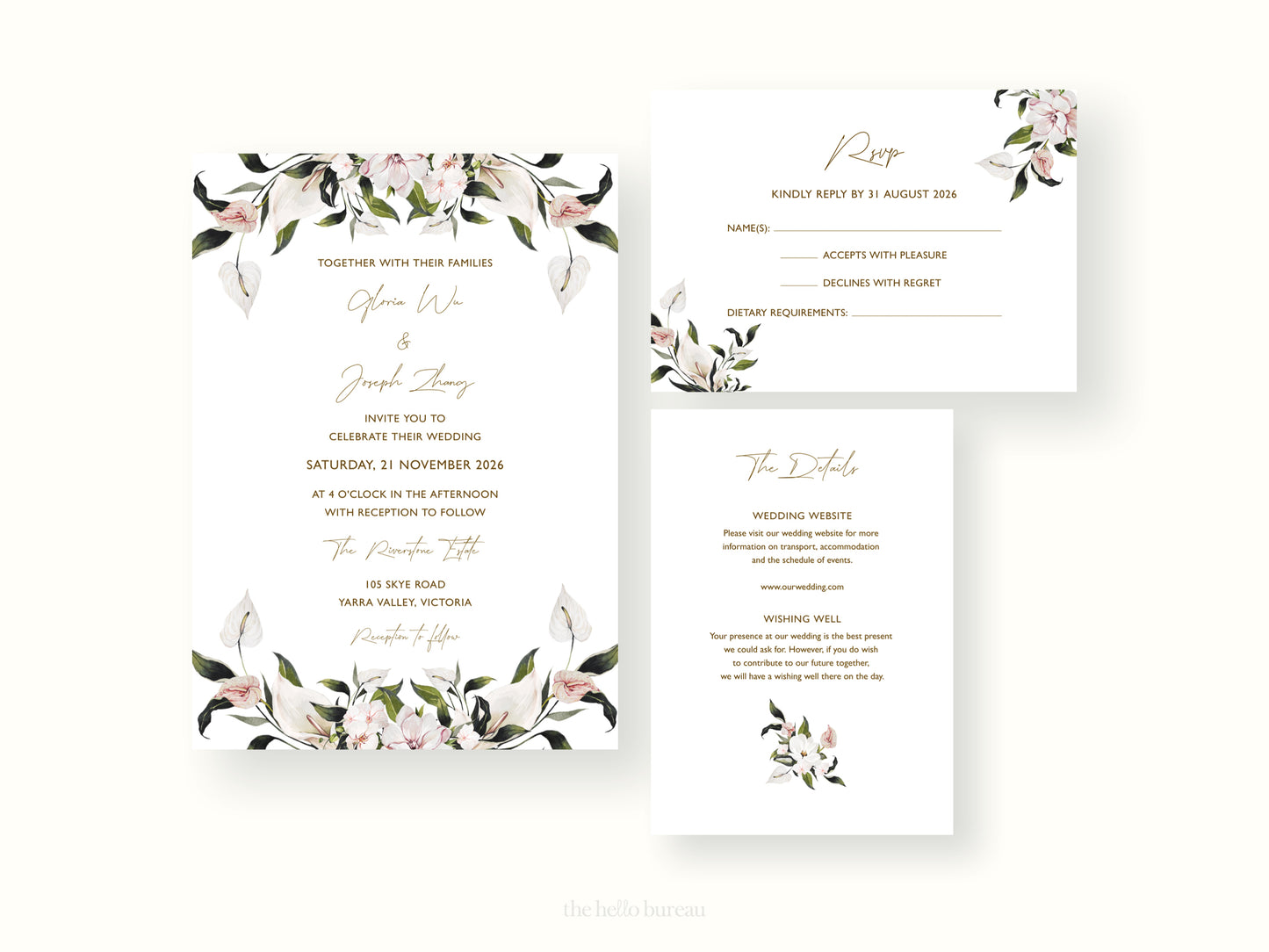 Printable Tropical Florals Wedding Invitation Template
