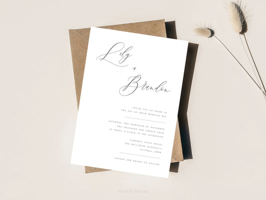 Printable Elegant Wedding Invitation Template | DIY Editable Invites