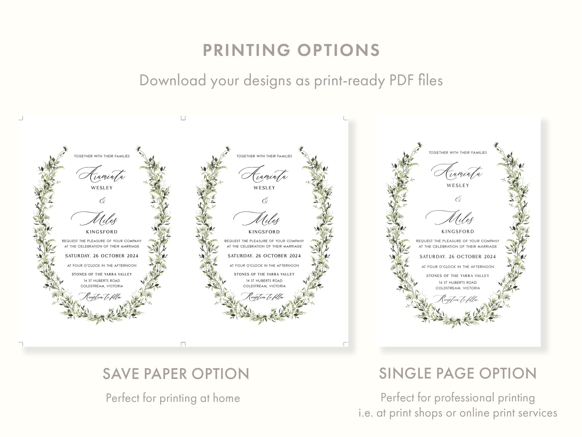 Printable Greenery Wedding Invitation Template | DIY Editable Invites 