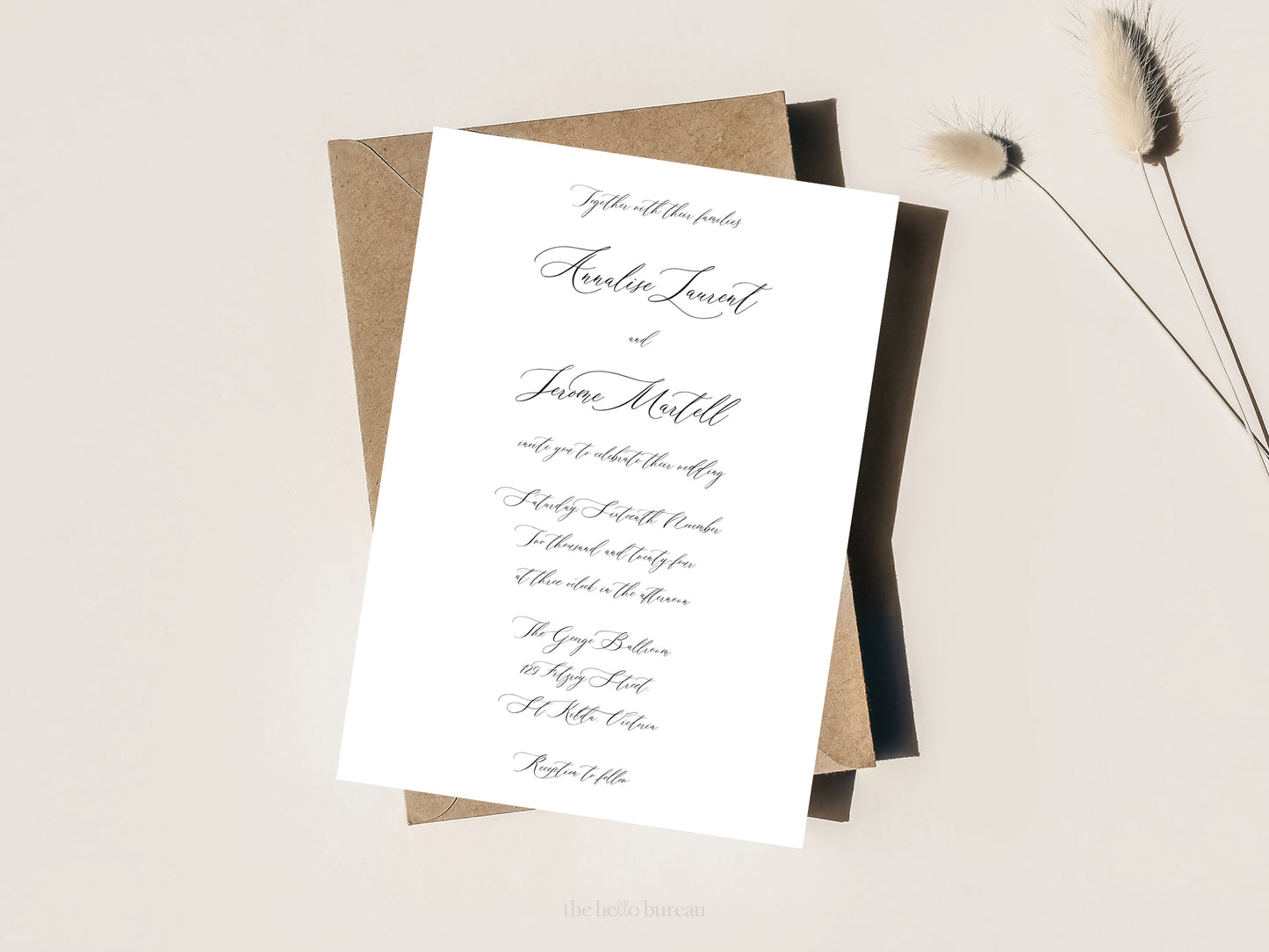 Printable Calligraphy Wedding Invitation Templates