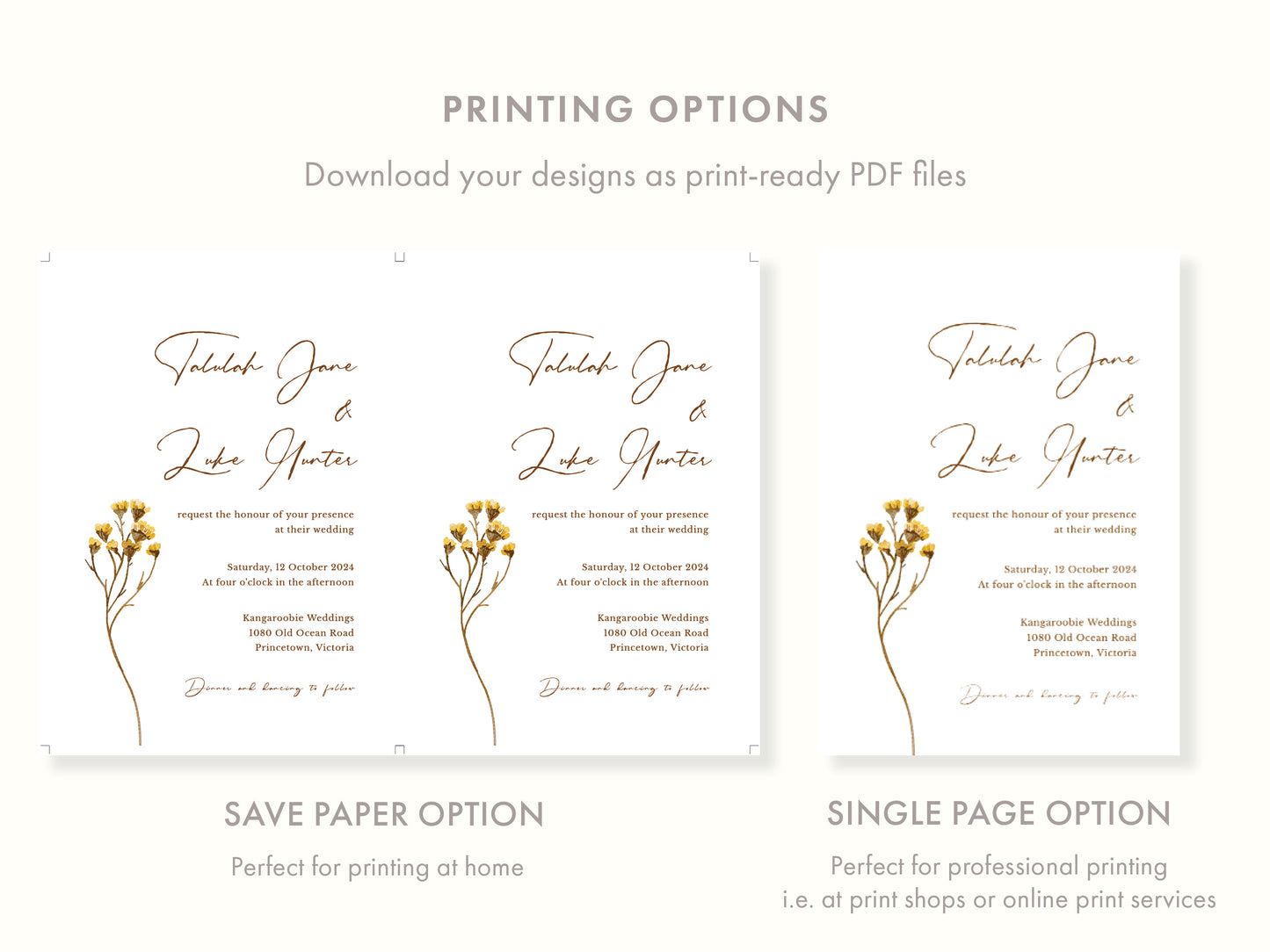 Printable Florals Wedding Invitation Template | DIY Editable Invites