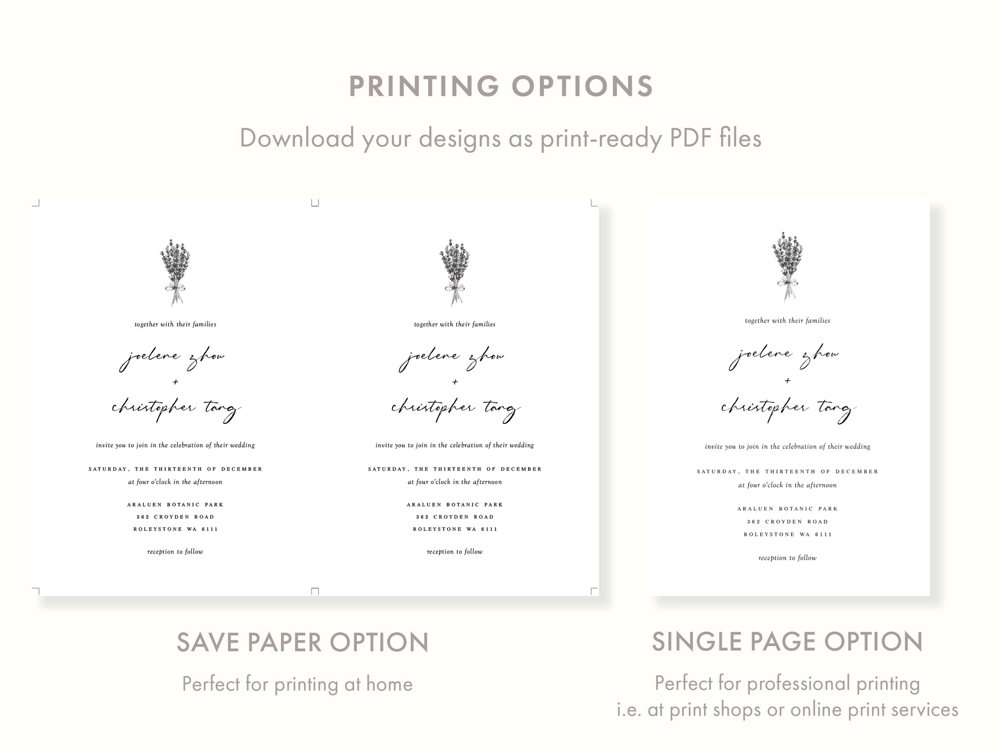 Printable Lavender Wedding Invitation Templates | DIY Editable Invites