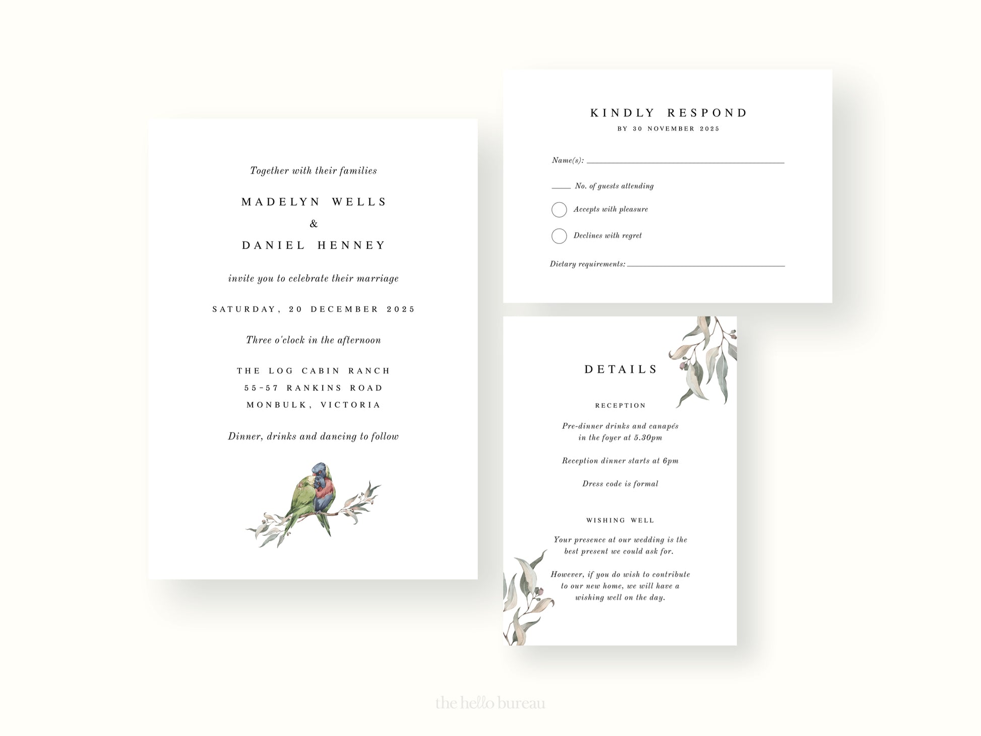 Printable Lorikeets Wedding Invitation Templates | DIY Editable Invites 