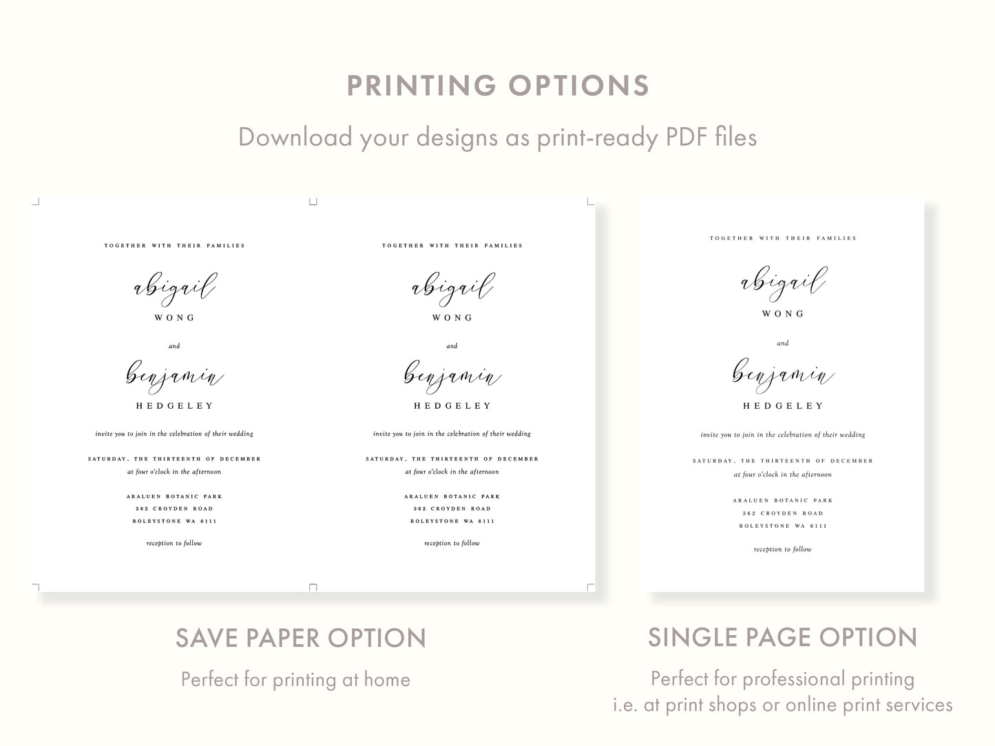 Printable Classic Wedding Invitation Templates | DIY Editable Invites