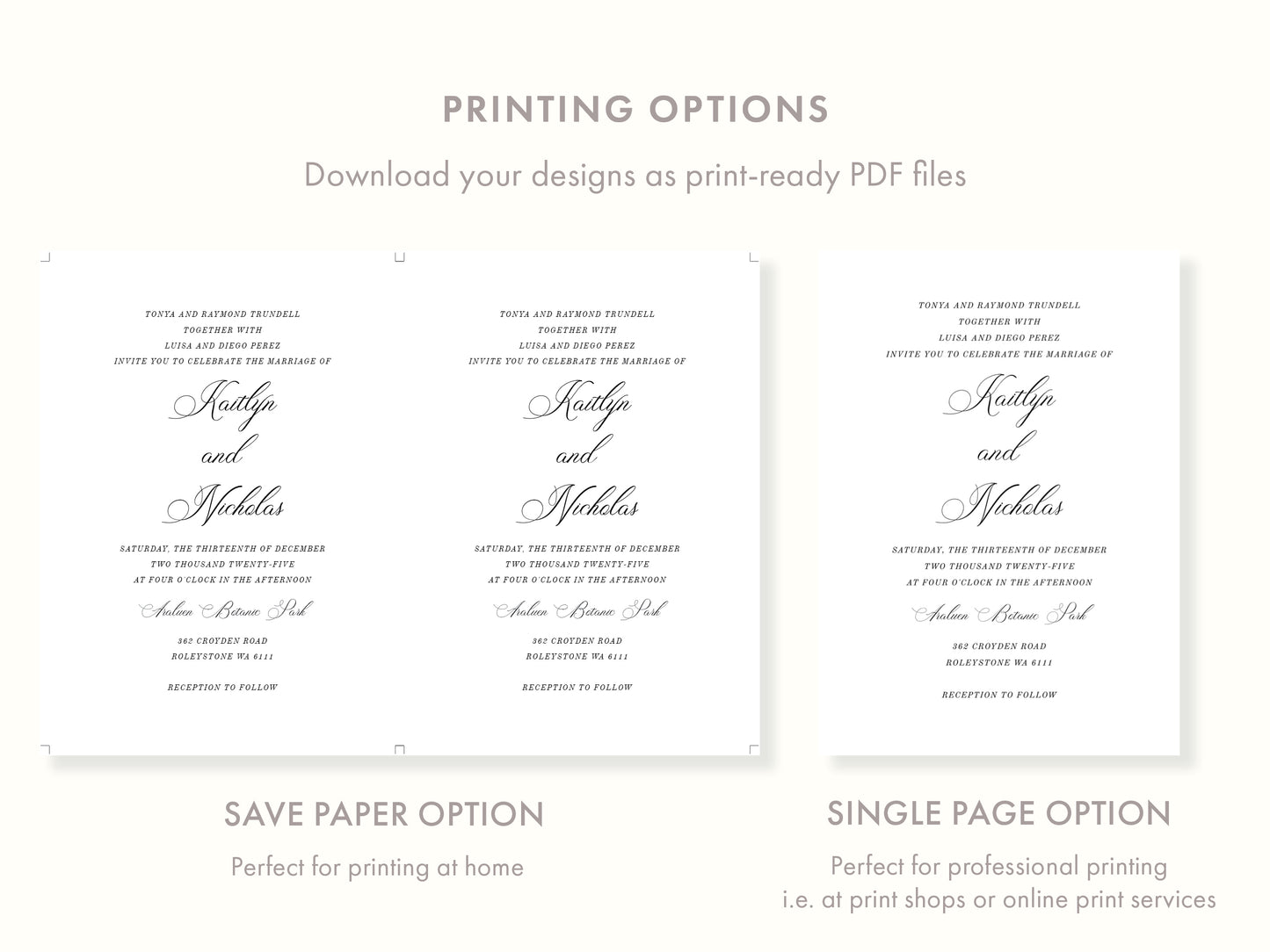Printable Classic Wedding Invitation Templates | DIY Editable Invites