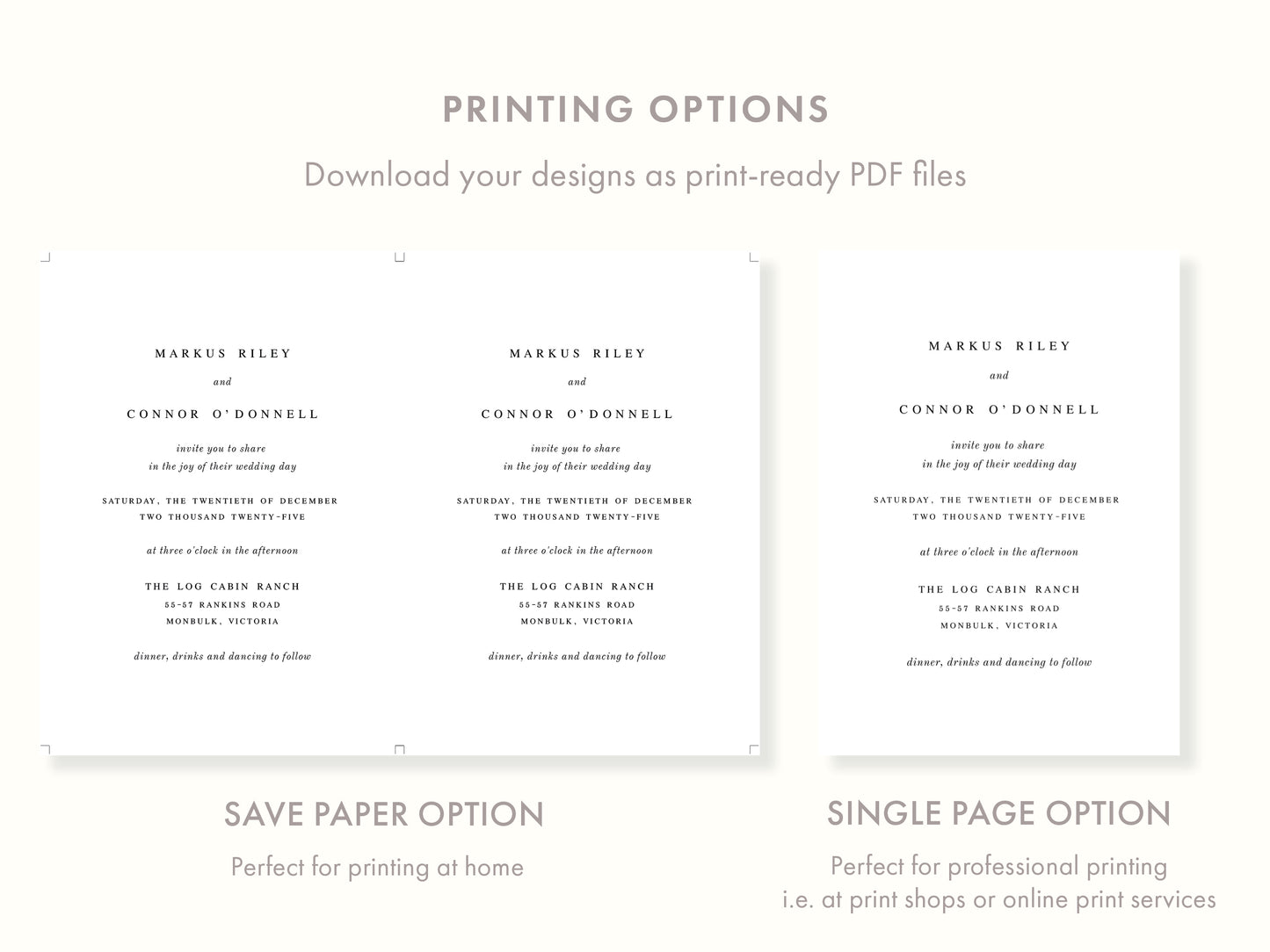 Printable Elegant Wedding Invitation Templates | DIY Editable Invites