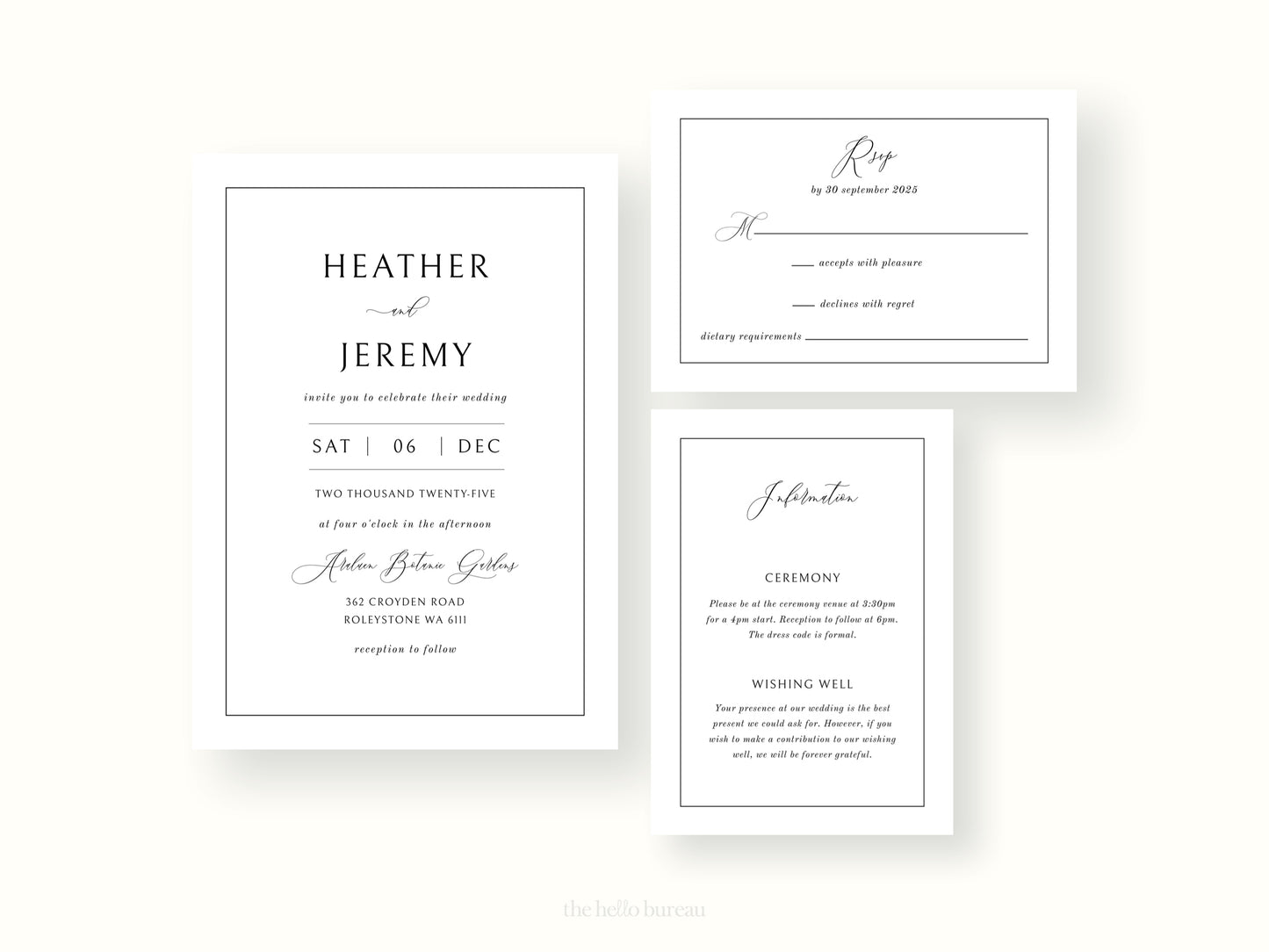 Mayfair Wedding Invitation Suite Template (US Paper Sizes)