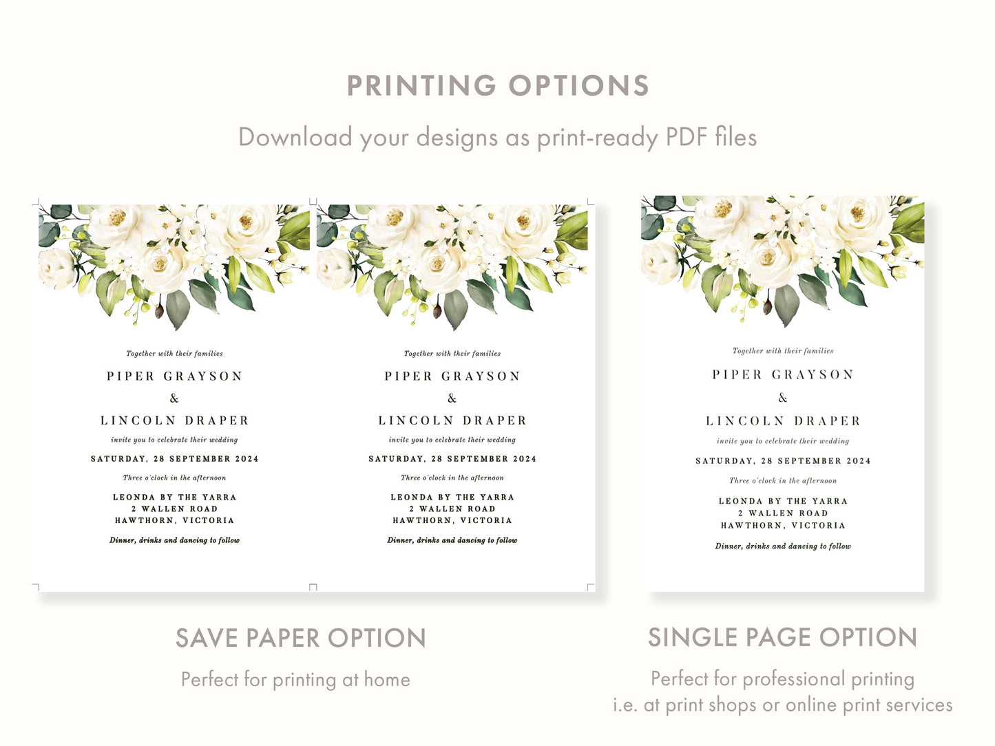 Printable Florals Wedding Invitation Template | DIY Editable Invites 