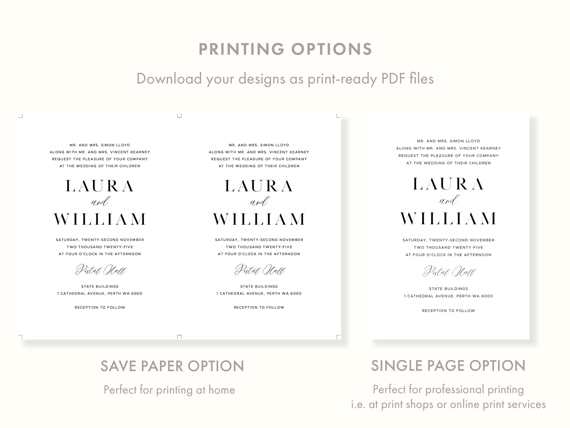 Printable Classic Wedding Invitation Template | DIY Editable Invites