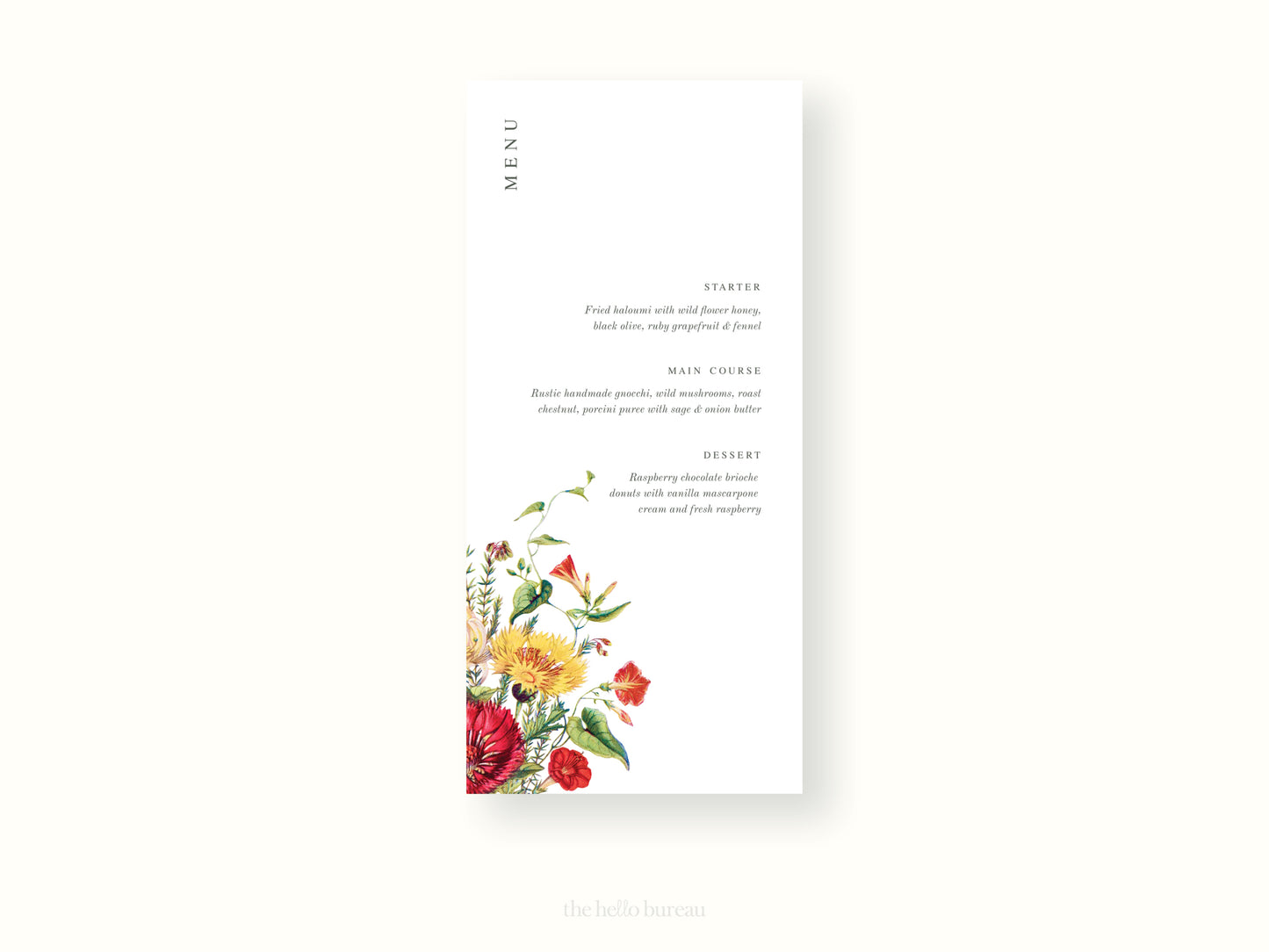 Printable Florals Wedding Menu Template