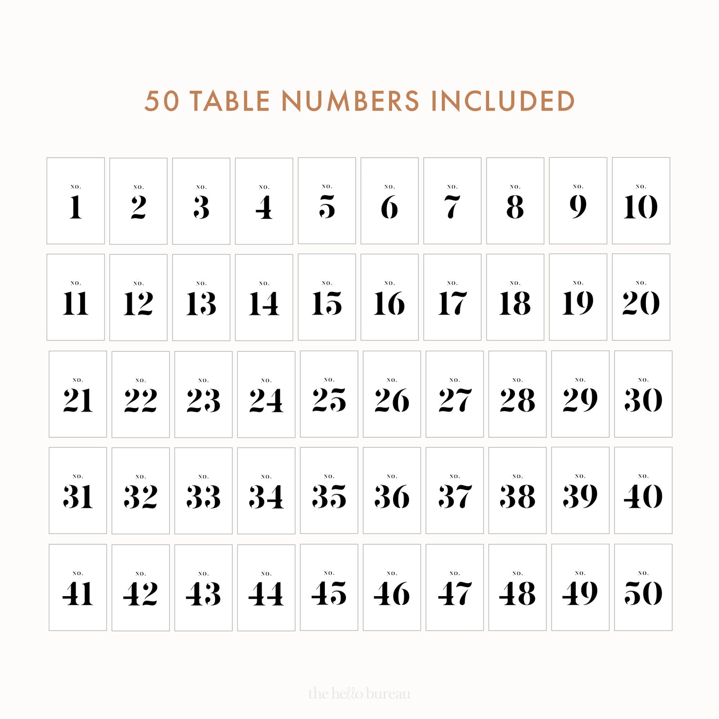 Printable Rustic Table Numbers 1-50