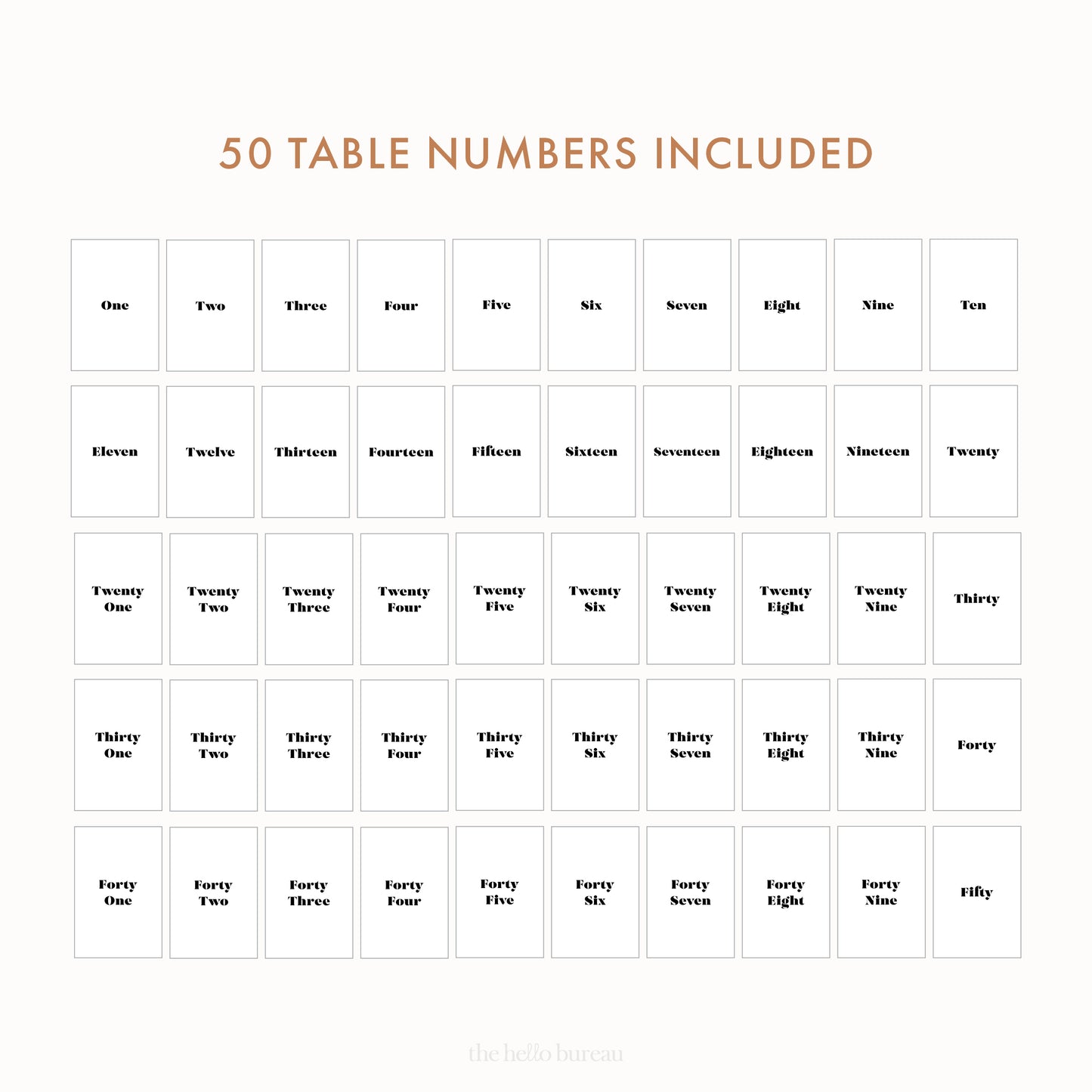 Printable Vintage Table Numbers 1-50