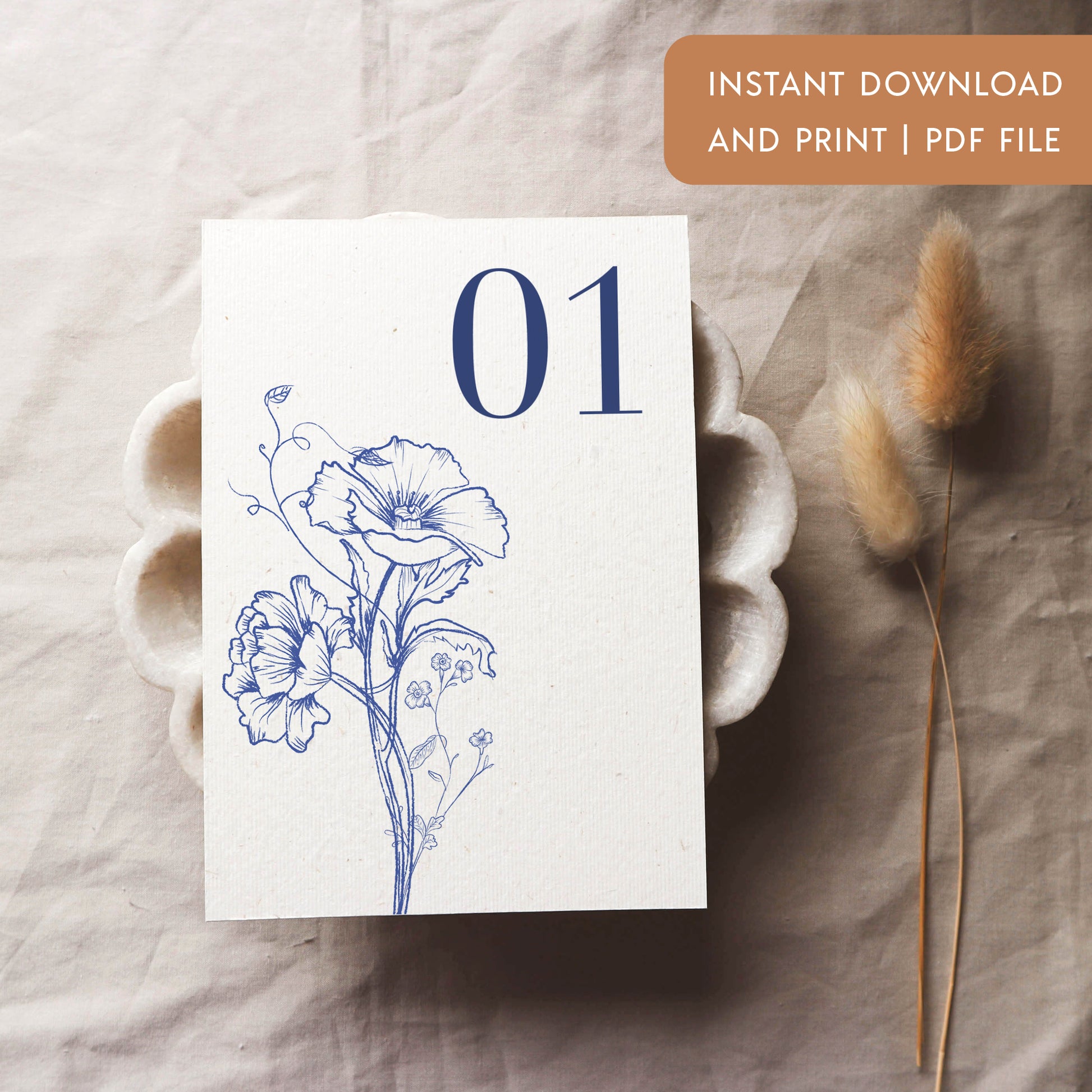 Printable Chinoiserie Style Table Numbers