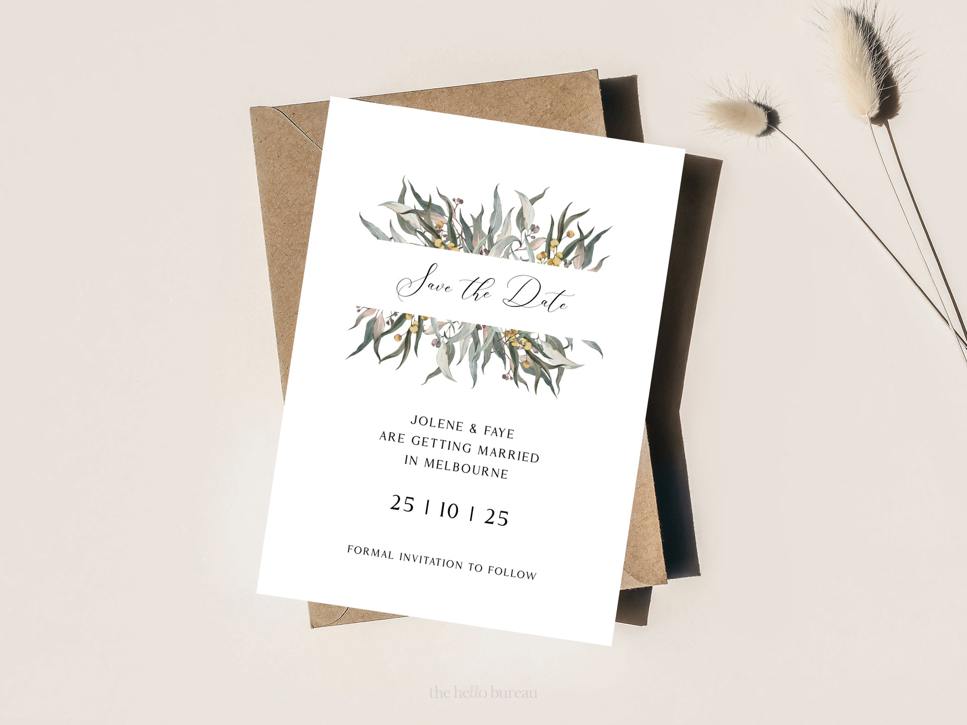 Printable Greenery Save The Date Template