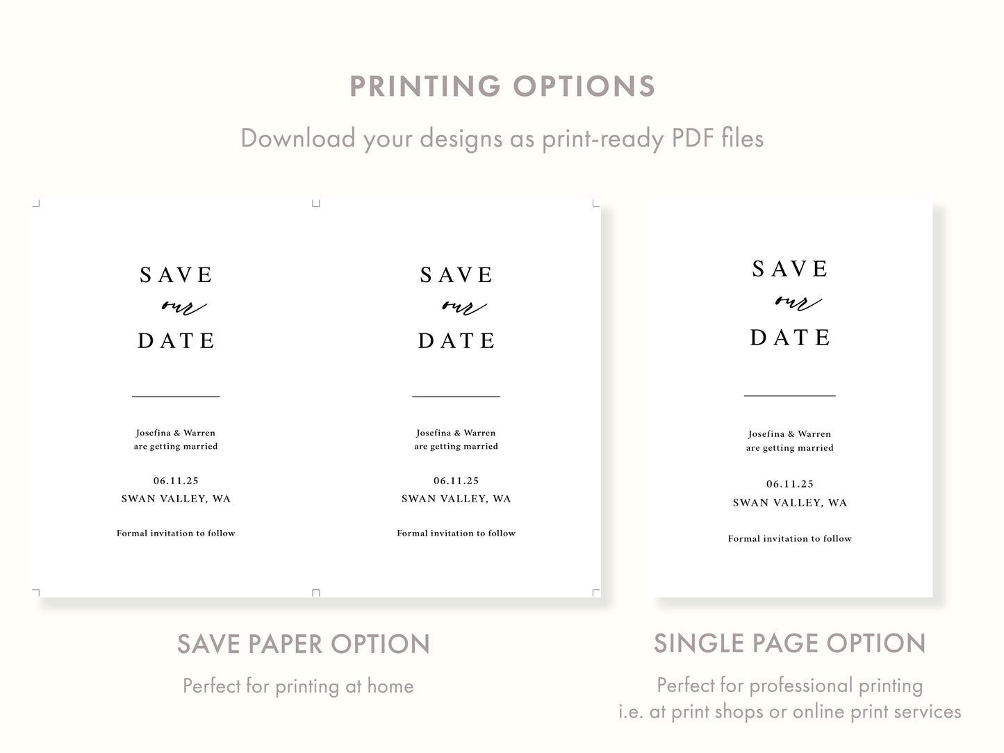 Melrose Save The Date Template (US Paper Sizes)