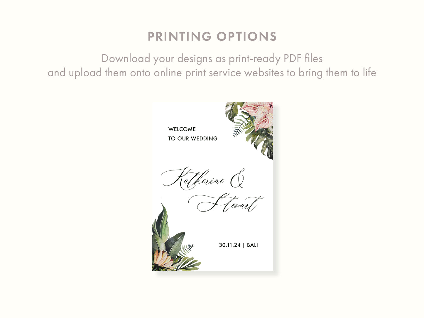 Printable Florals Welcome Sign Template | DIy Signage